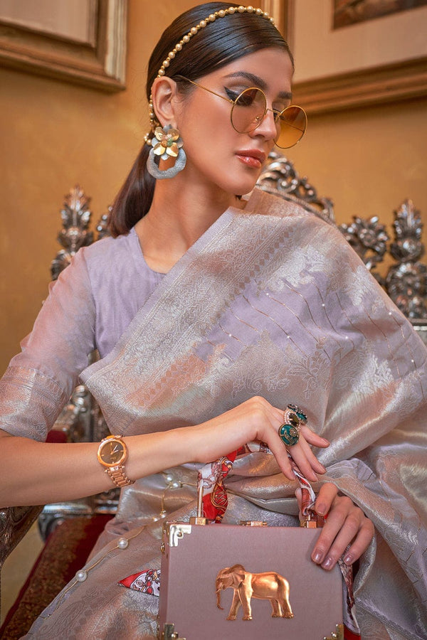 Pewter Grey Modal Silk Weaving Saree - Sequins Edition