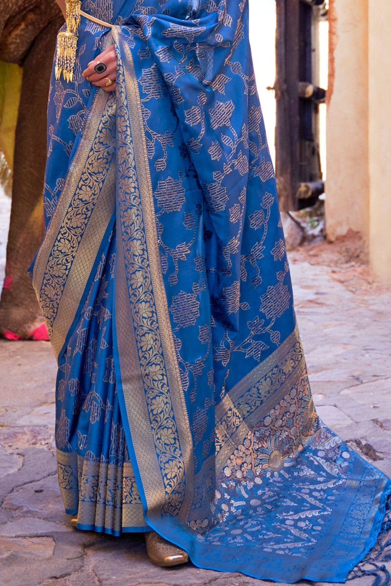 Cobalt Blue Woven Kanjivaram Silk Saree