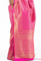 Cranberry Pink Zari Woven Kanjivaram Saree