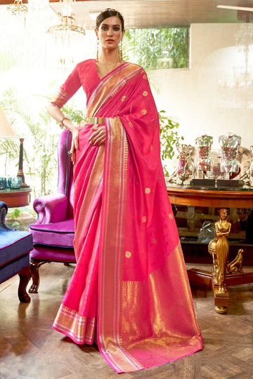 Hot Pink Soft Kanjivaram Silk Saree