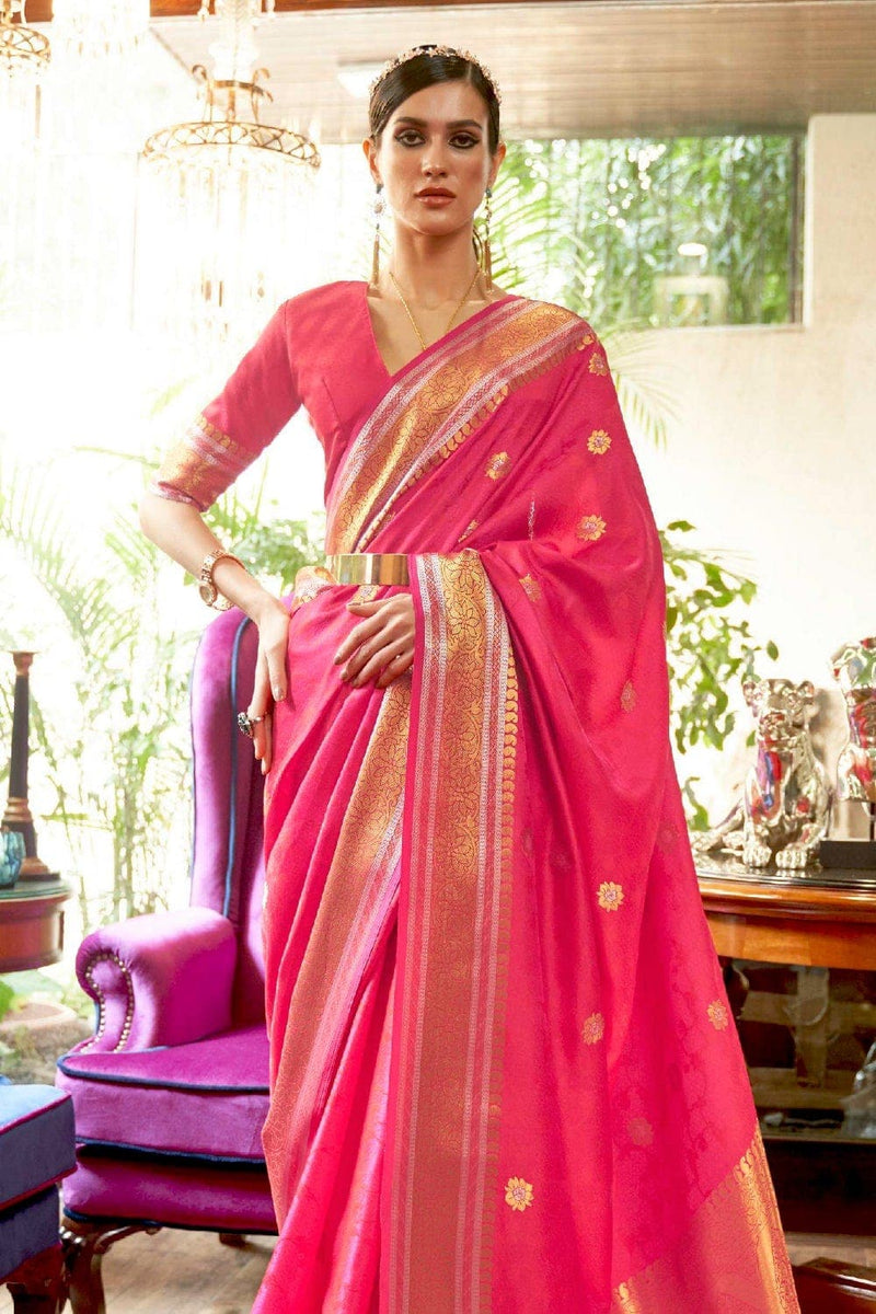 Hot Pink Soft Kanjivaram Silk Saree