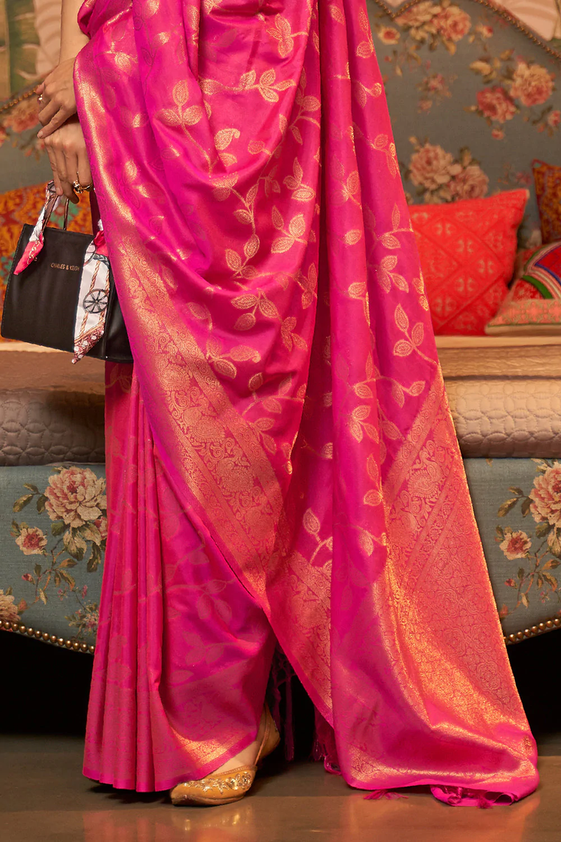 Hot Pink Kanjivaram Silk Saree