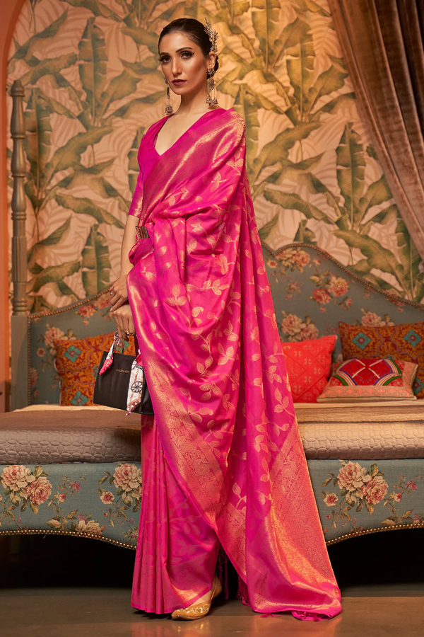 Hot Pink Kanjivaram Silk Saree