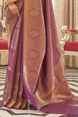 Indigo Purple Kanjivaram Silk Saree