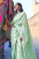 Mint Green Woven Kanjivaram Silk Saree