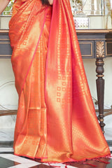 Ultra Peach Kanjivaram Silk Saree