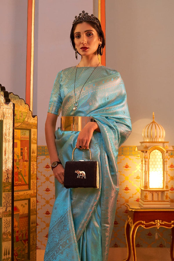 Vivid Blue Kanjivaram Silk Saree