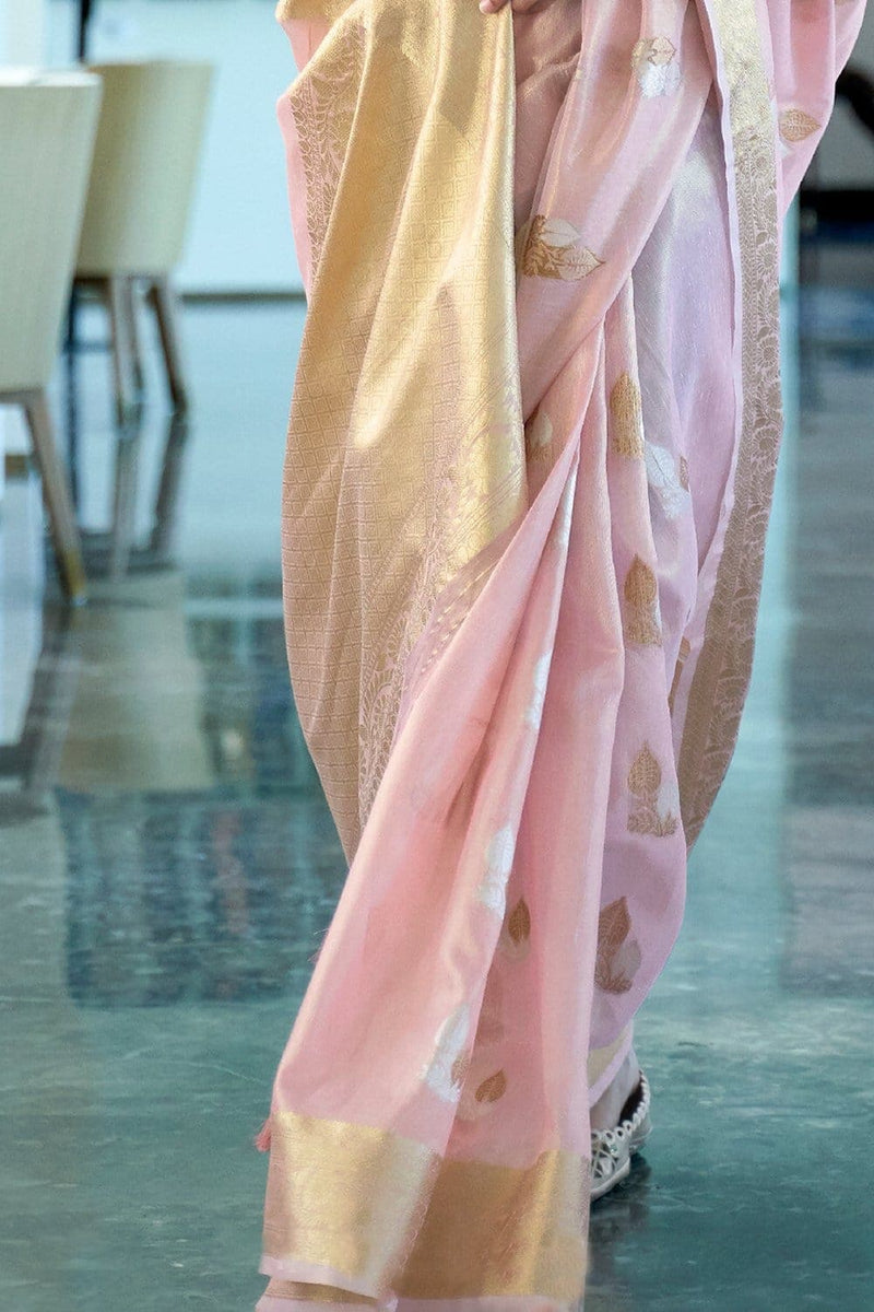 Shell Pink Banarasi Tissue Silk Saree