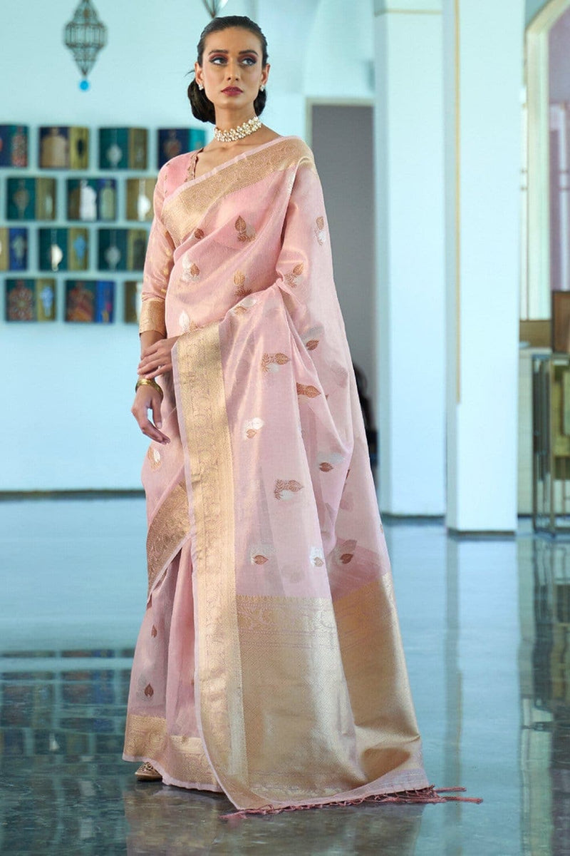 Shell Pink Banarasi Tissue Silk Saree