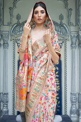 Cream Beige Pashmina Modal Silk Saree