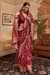 Maroon Pashmina Modal Silk Saree