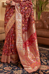 Maroon Pashmina Modal Silk Saree