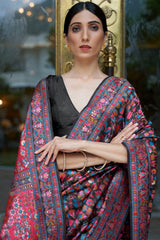 Midnight Black Pashmina Modal Silk Saree