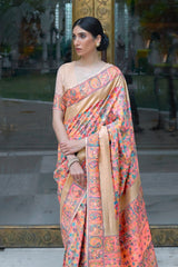 Pink Beige Pashmina Modal Silk Saree
