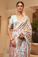 Sky Blue Pashmina Modal Silk Saree