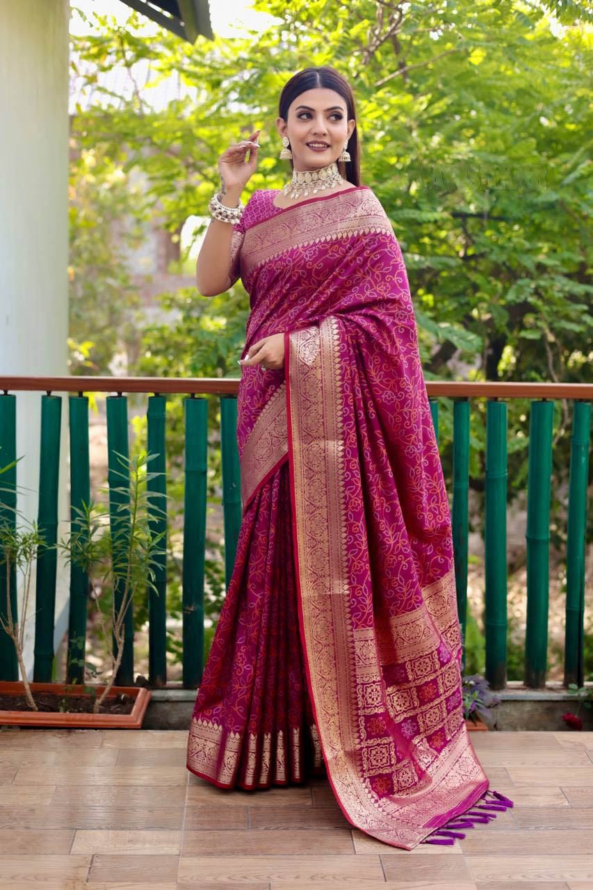 Wine Woven Patola Silk Saree