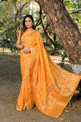 Marigold Yellow Woven Patola Dola Silk Saree