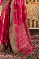 Deep Pink Zari Woven South Silk Saree